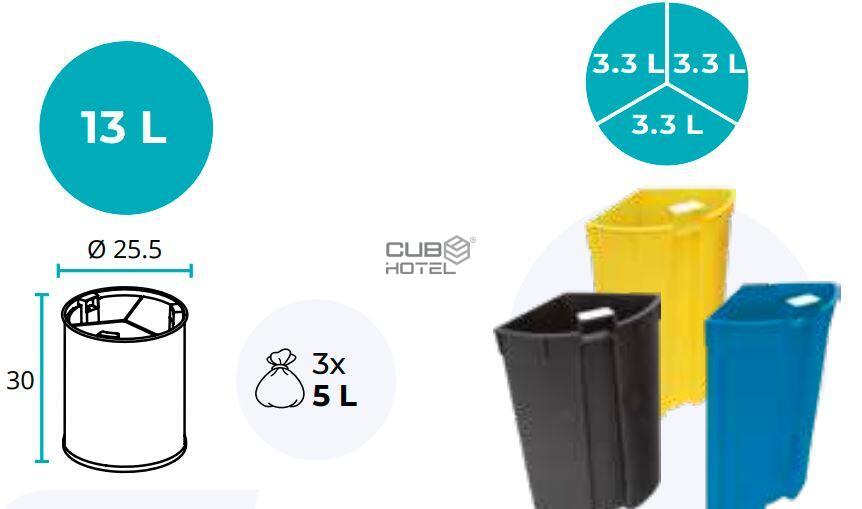 3X3.3Lt Black Bucket With Colorful Cubes With Three Tabs.